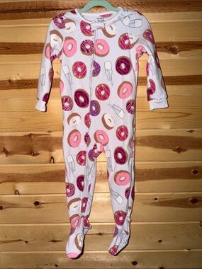 Carter's Pink and Purple Donut Print Footed One-Piece